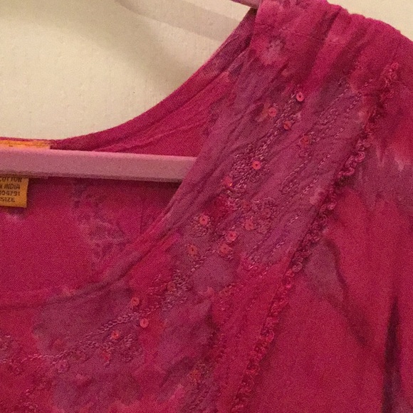 Tie Dye Lace/Sequin Embroidered Tunic or Cover Up. - Picture 4 of 9